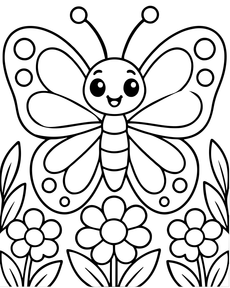 Butterfly Garden — Butterfly coloring page to print for children