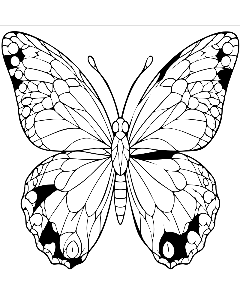 Stained-Glass Butterfly — Butterfly coloring page to print for children