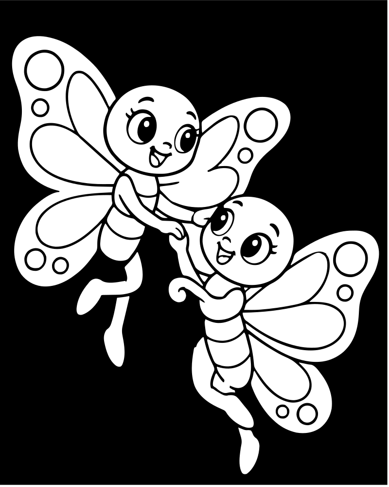 Two Butterflies Dancing — free printable Butterfly coloring page for kids