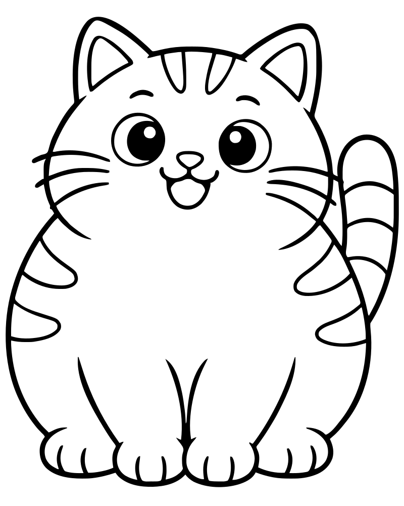 Round Fat Cat — printable Cat coloring sheet for preschoolers