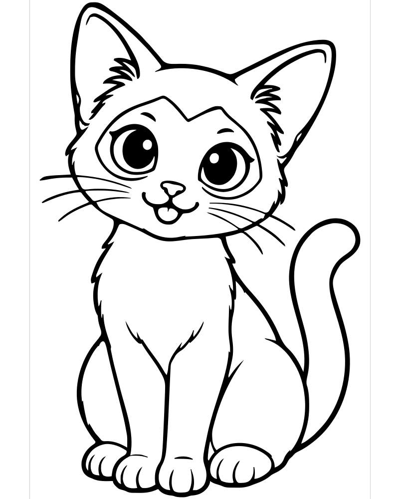 Siamese Cat — Cat coloring page to print for children