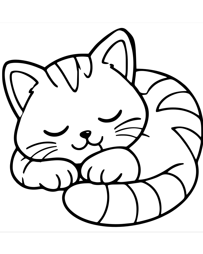 Sleeping Cat — printable Cat coloring sheet for preschoolers