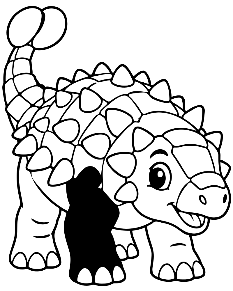 Armored Ankylosaurus — Dinosaur coloring page to print for children