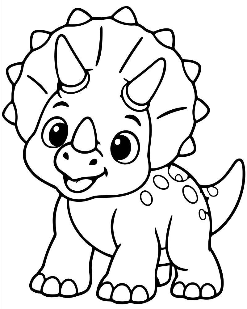 Baby Triceratops — Dinosaur coloring page to print for children