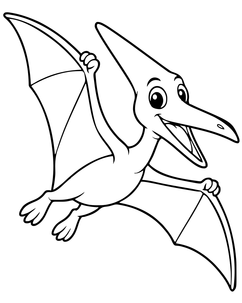 Flying Pterodactyl — printable Dinosaur coloring sheet for preschoolers