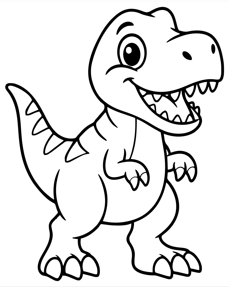 Friendly T-Rex — free printable Dinosaur coloring page for kids