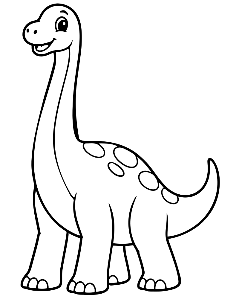 Long-Necked Brachiosaurus — Dinosaur coloring page to print for children