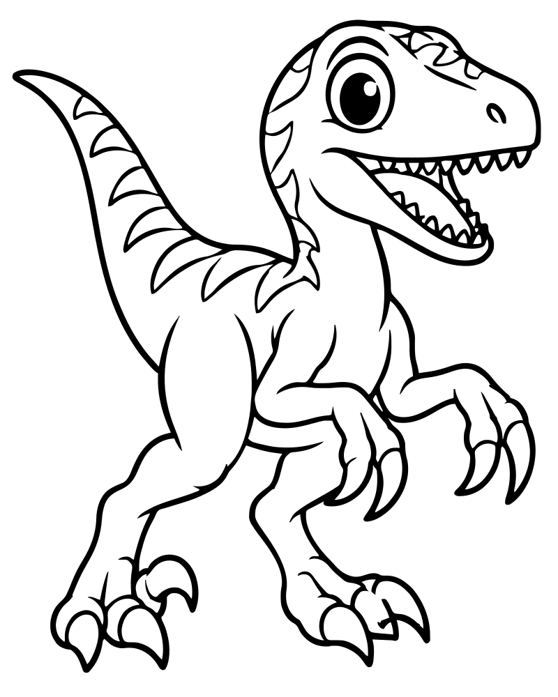 Speedy Velociraptor — free printable Dinosaur coloring page for kids