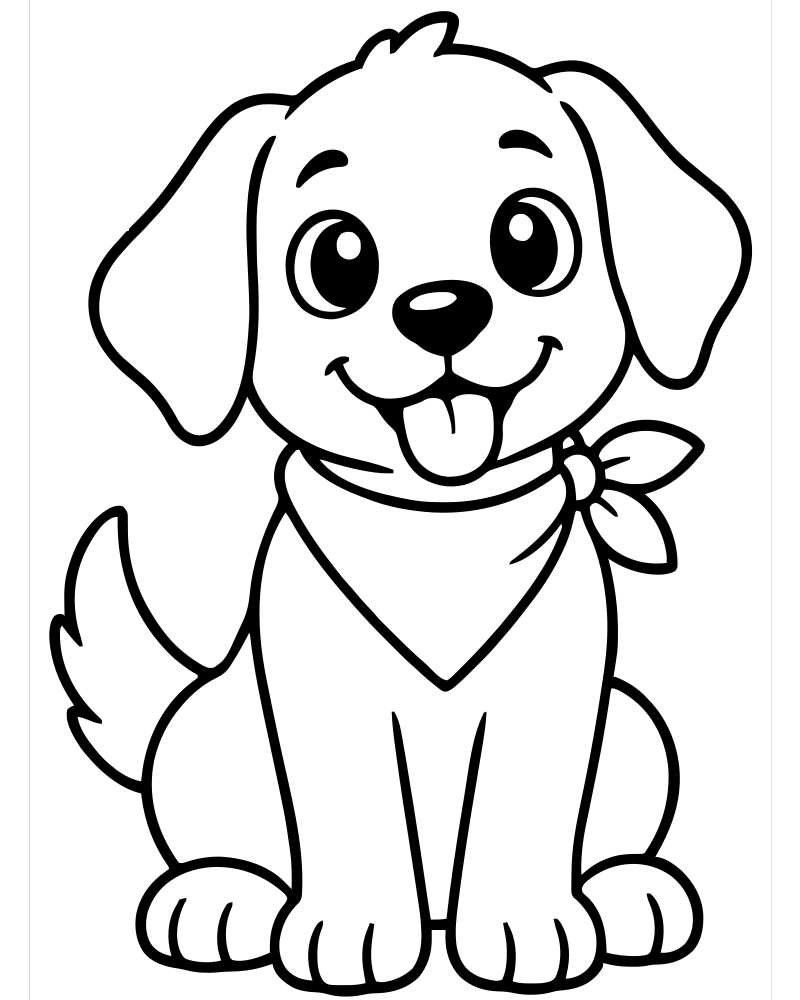Dog with a Bandana — Dog coloring page to print for children