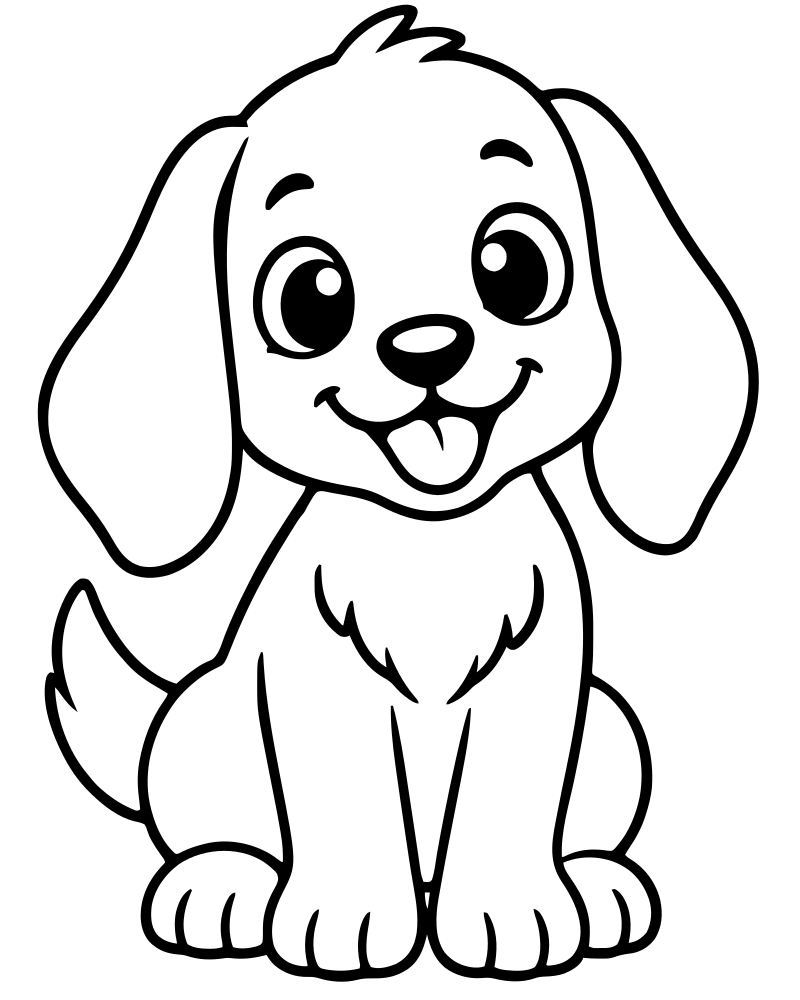 Printable dog with floppy ears line art — Dog coloring page