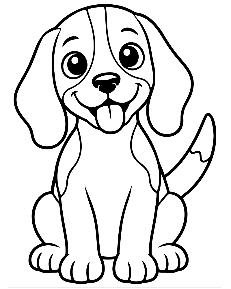 Happy Beagle picture to color — Dog coloring page for kids