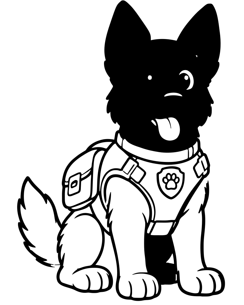 Hardworking Police Dog — Dog coloring page to print for children