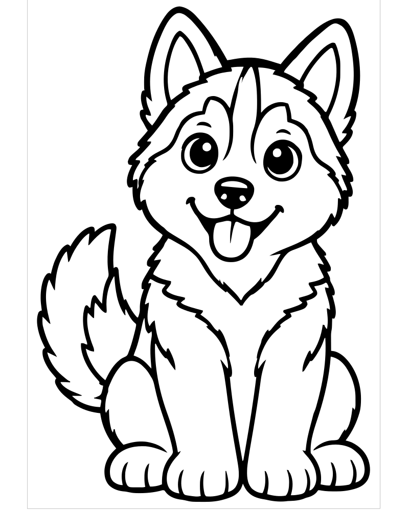 Siberian Husky — Dog coloring page to print for children