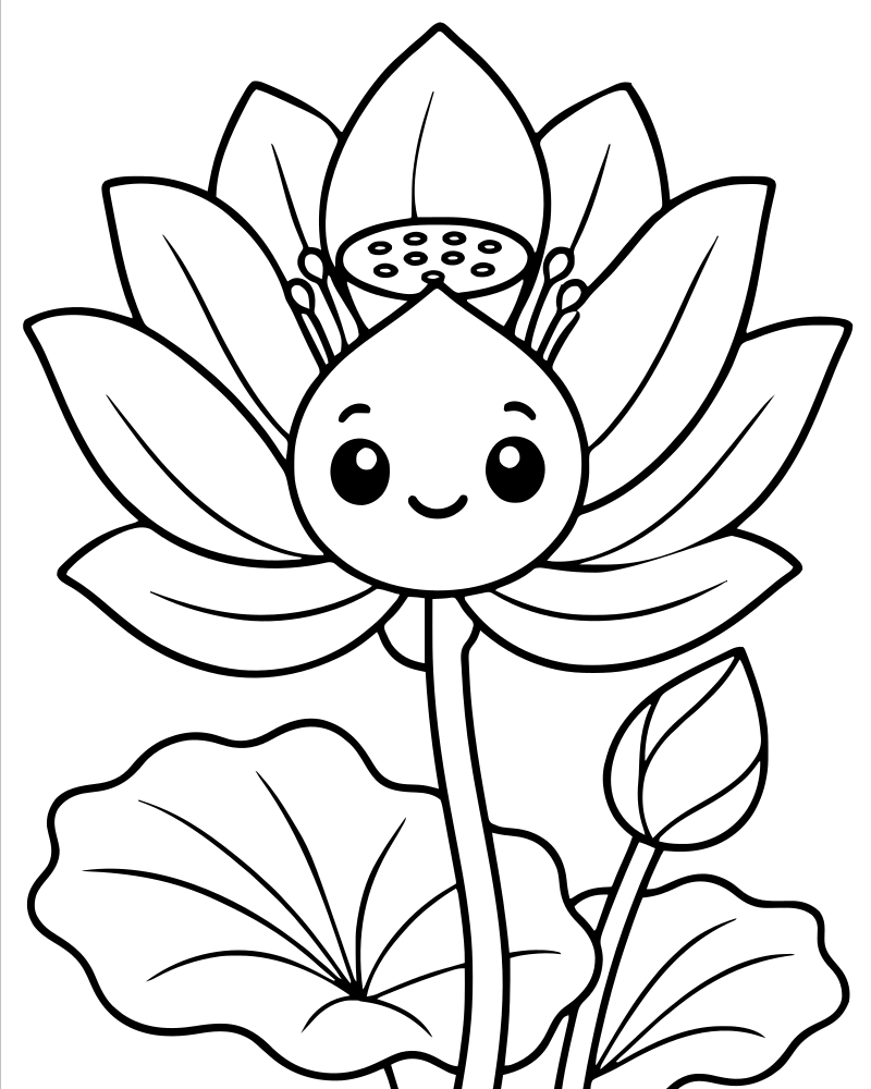 Lotus Bloom — printable Flower coloring sheet for preschoolers