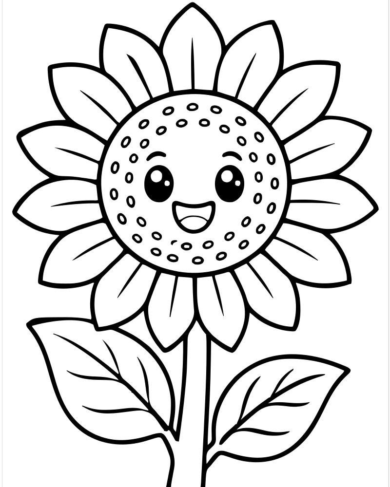 Sunflower — free printable Flower coloring page for kids