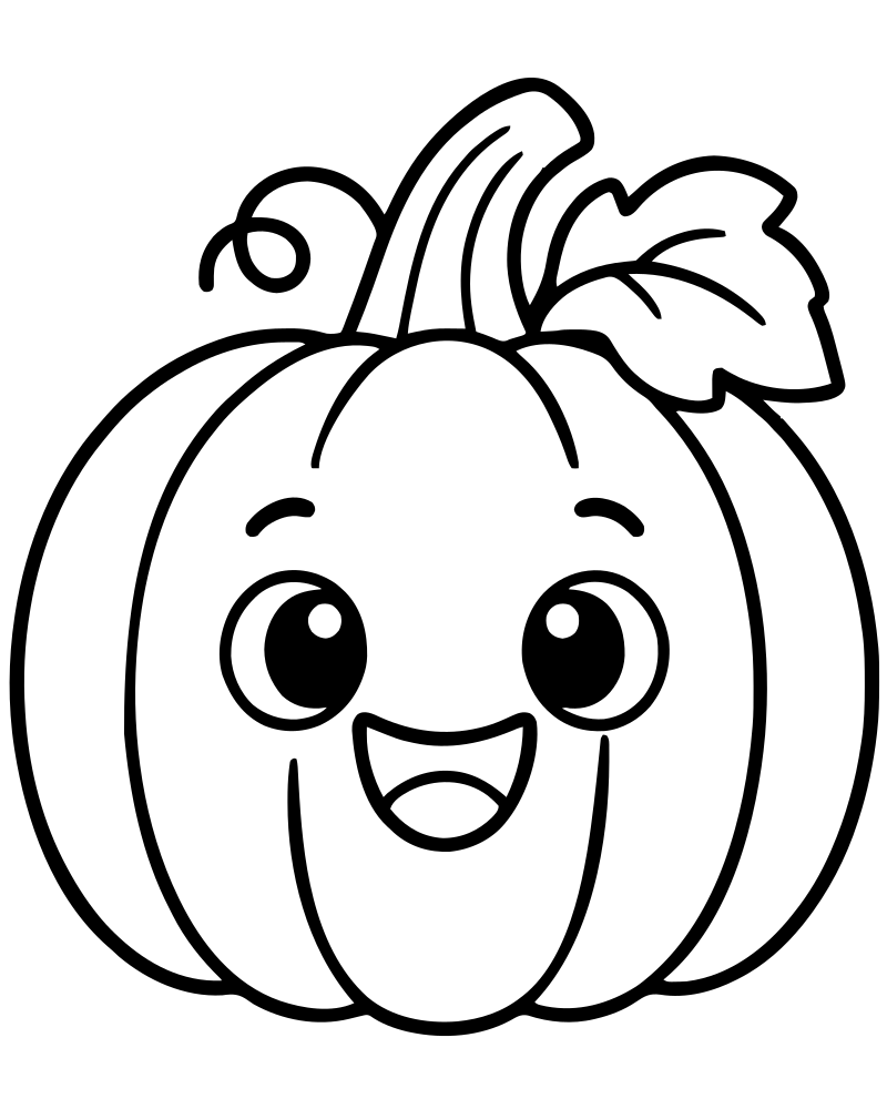 Cute Round Pumpkin — Pumpkin coloring page to print for children
