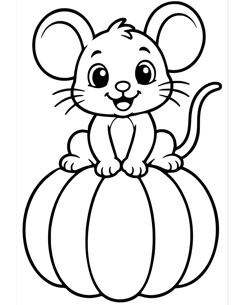 Mouse on a Pumpkin — free printable Pumpkin coloring page for kids