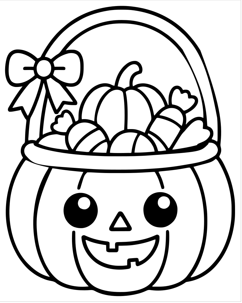 Pumpkin Basket picture to color — Pumpkin coloring page for kids