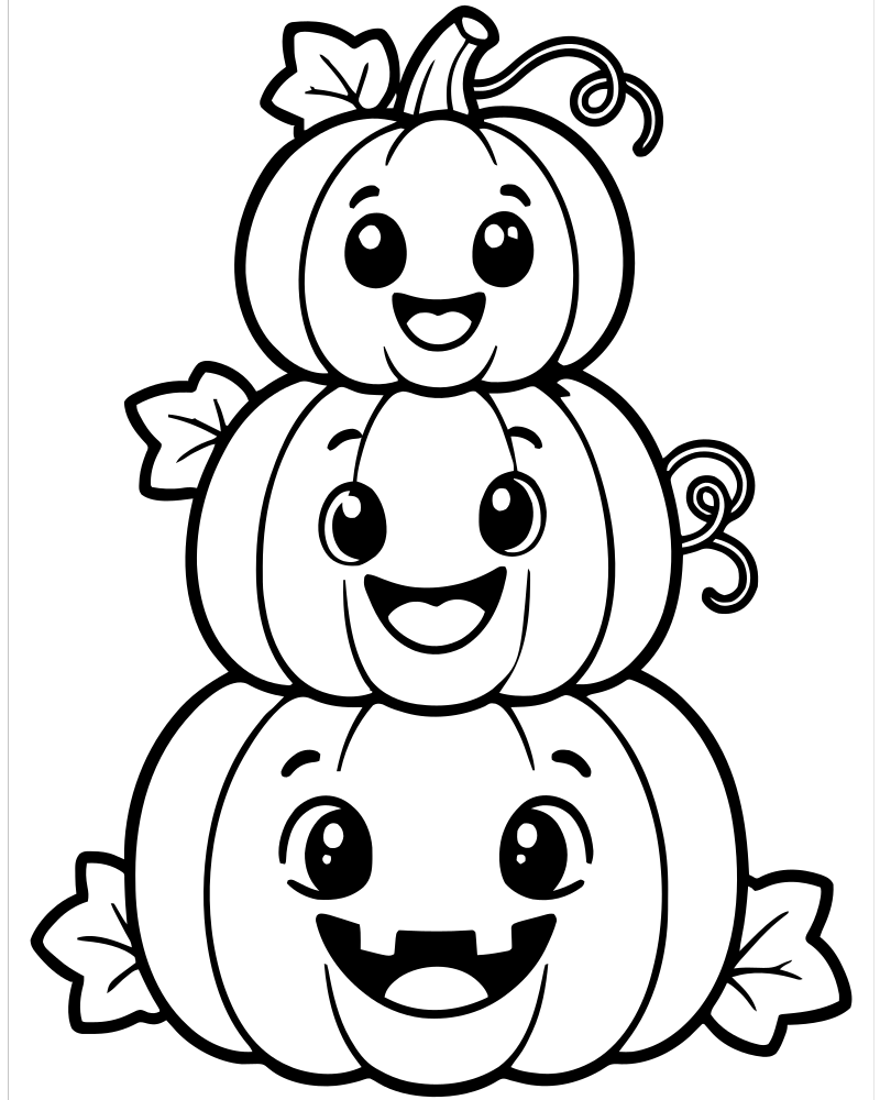 Stacked Pumpkins picture to color — Pumpkin coloring page for kids