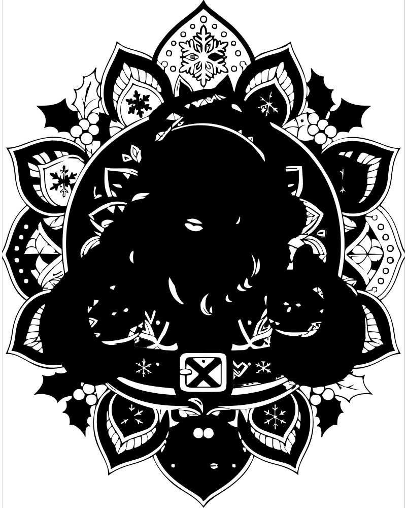 Printable jolly santa mandala line art — Santa Claus coloring page