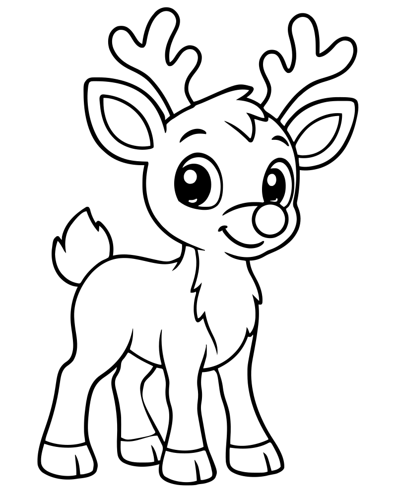 Rudolph the Red-Nosed Reindeer picture to color — Santa Claus coloring page for kids