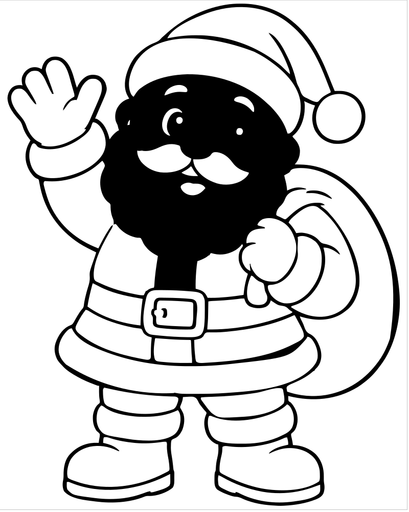 Printable santa waving hello line art — Santa Claus coloring page