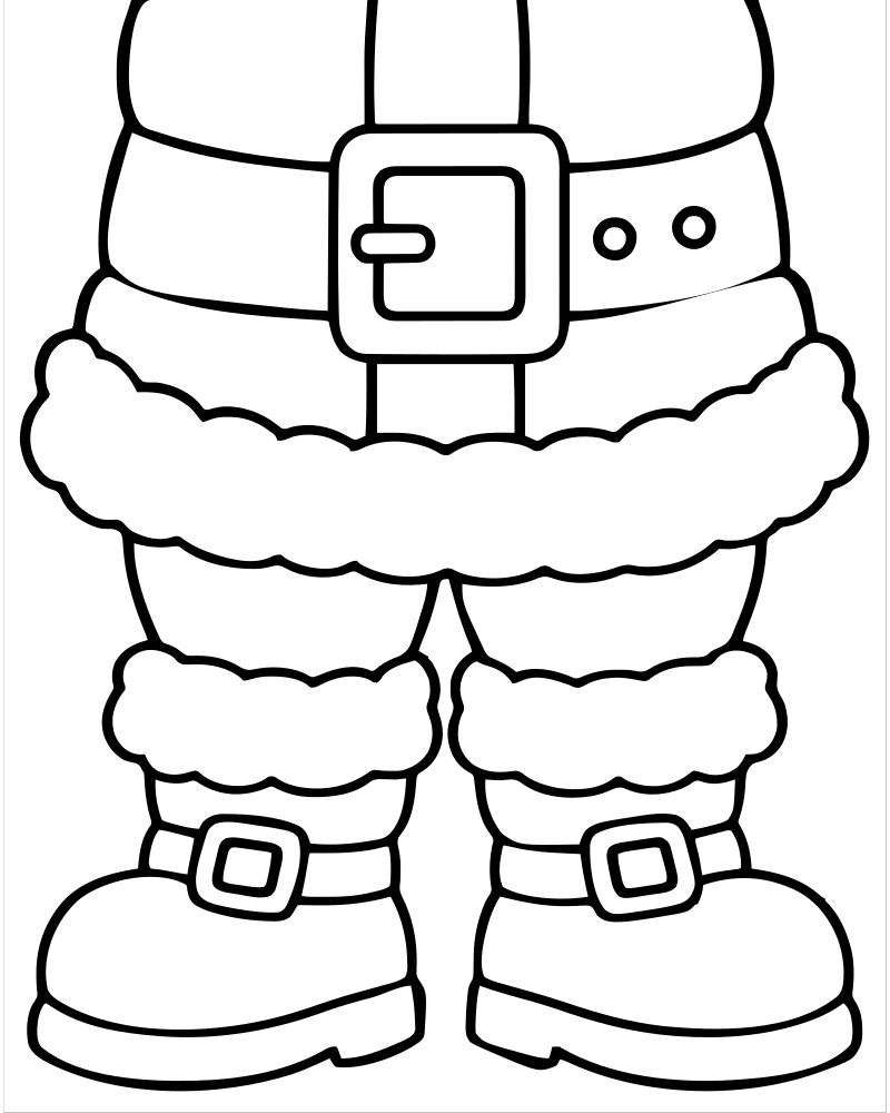 Santa’s Belt and Boots picture to color — Santa Claus coloring page for kids