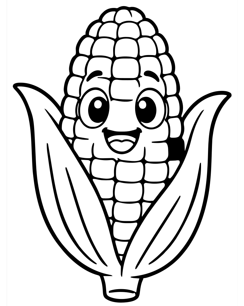Corn on the Cob — printable Thanksgiving coloring sheet for preschoolers