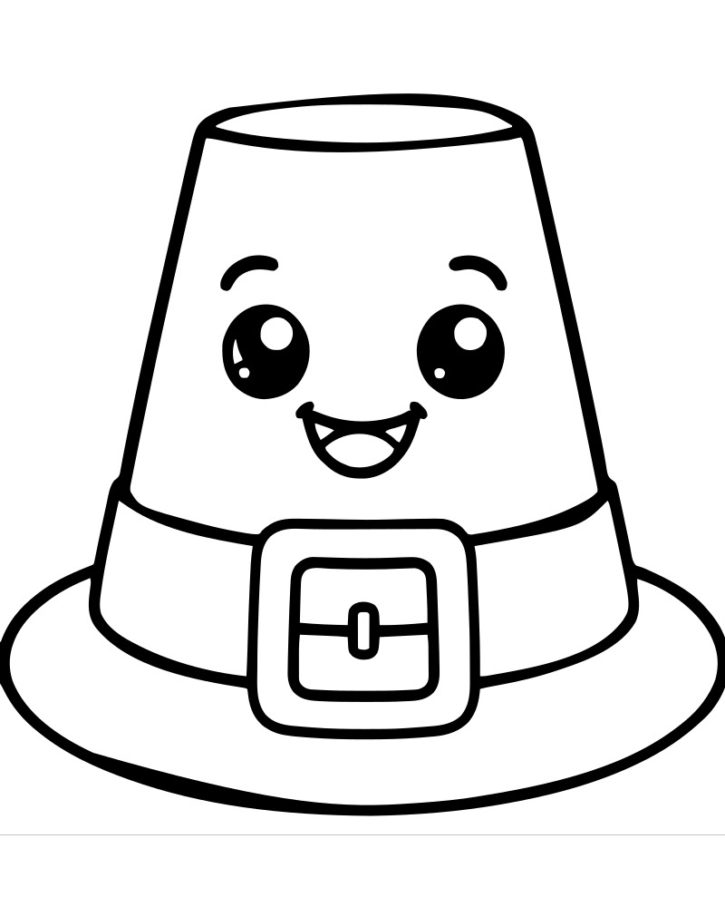 Pilgrim Hat picture to color — Thanksgiving coloring page for kids