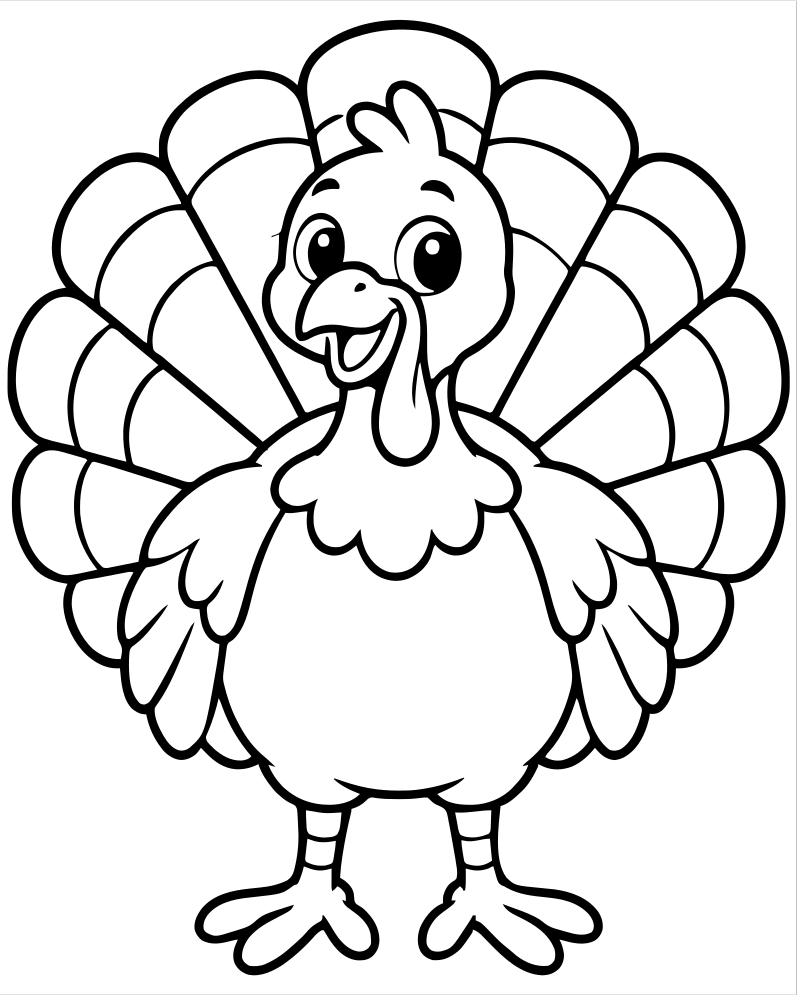 Turkey Feast — free printable Thanksgiving coloring page for kids