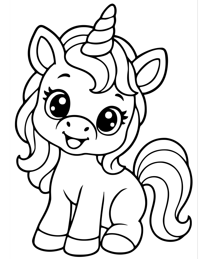 Baby Unicorn — printable Unicorn coloring sheet for preschoolers