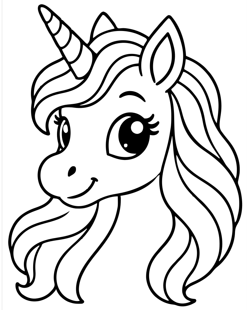 Unicorn Portrait — free printable Unicorn coloring page for kids