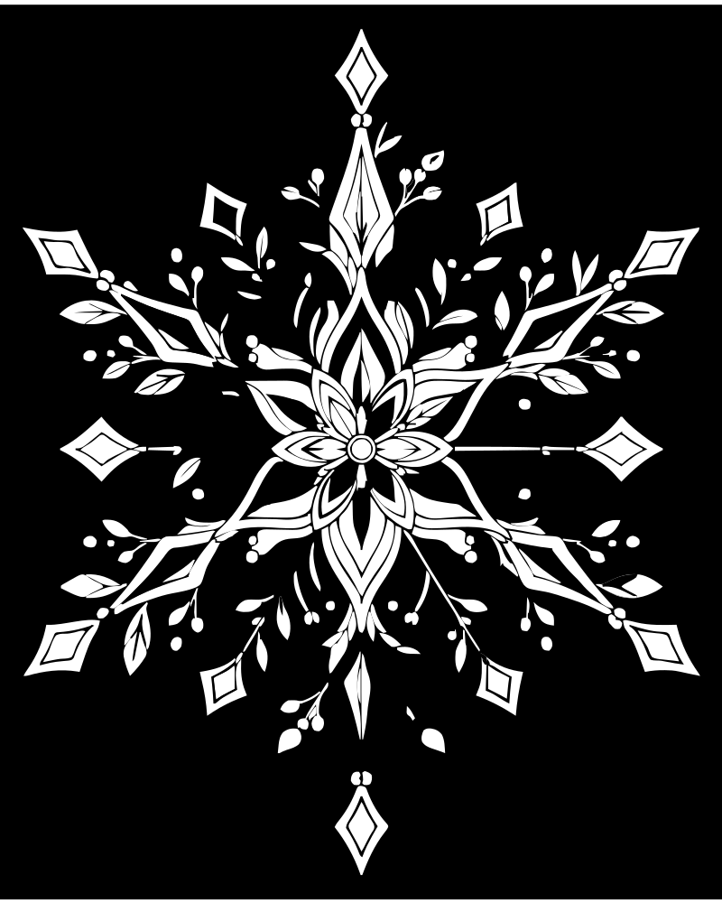 Printable snowflake mandala line art — Winter coloring page