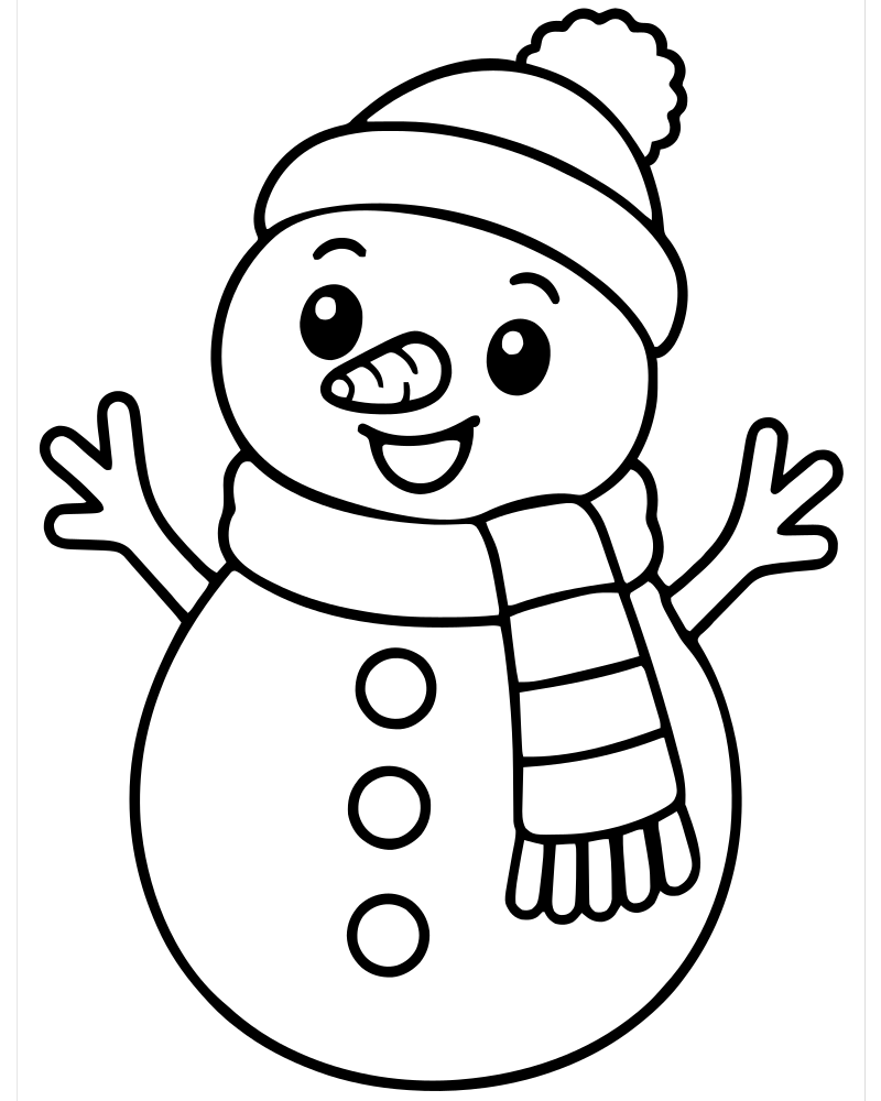 Snowman with a Scarf — free printable Winter coloring page for kids